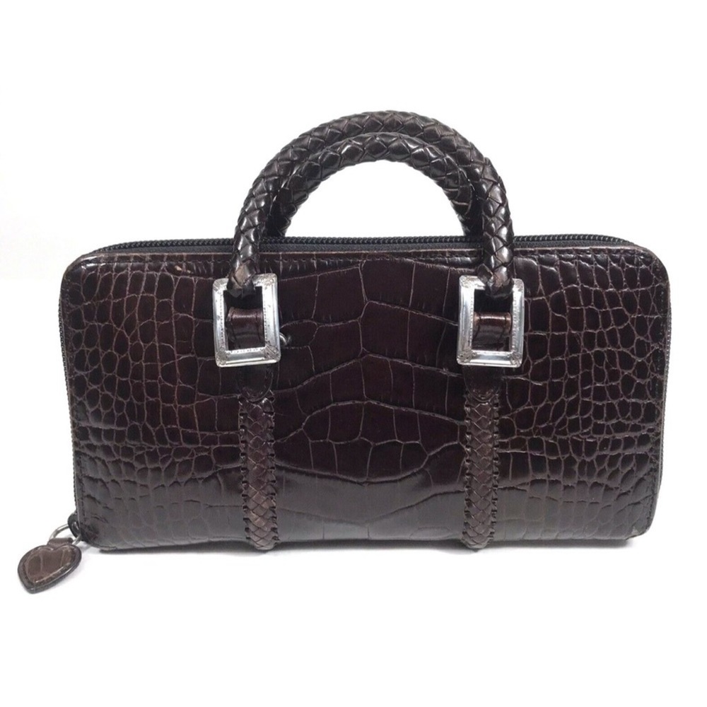 Adorable little Brighton purse/ organizer in deep chocolate embossed leather